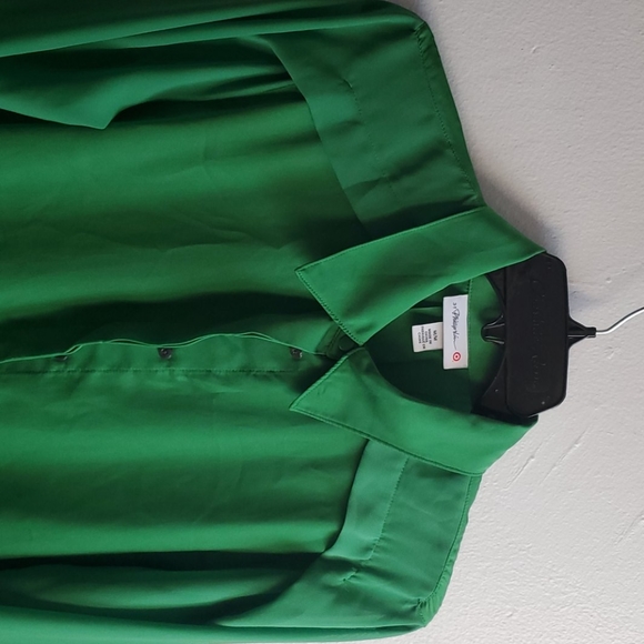 Philip Lim x Target Bright Green 🌞 Button up Top - Picture 3 of 11